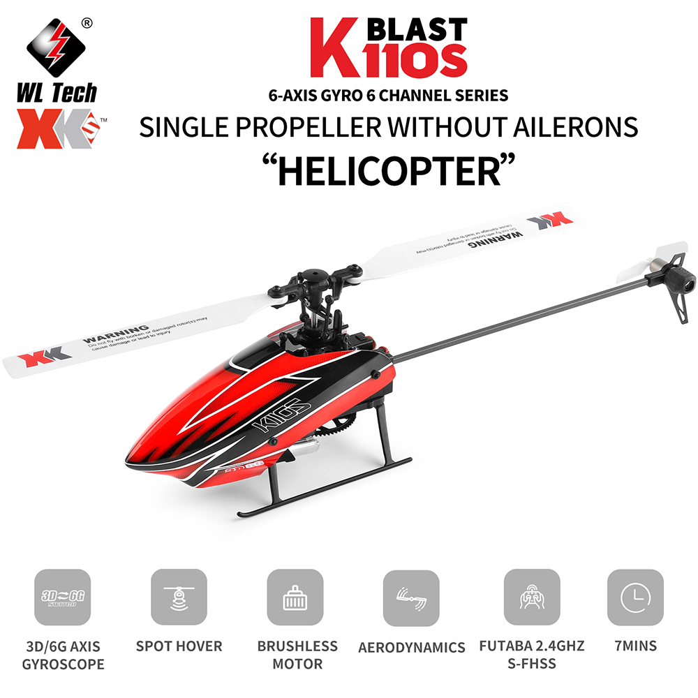 Rc Helicopter Blade - Wltoys-rcヘリコプター飛行機ドローン、ブラシレスシングルパドル、xk k110s、6ch、3d、6gシステム