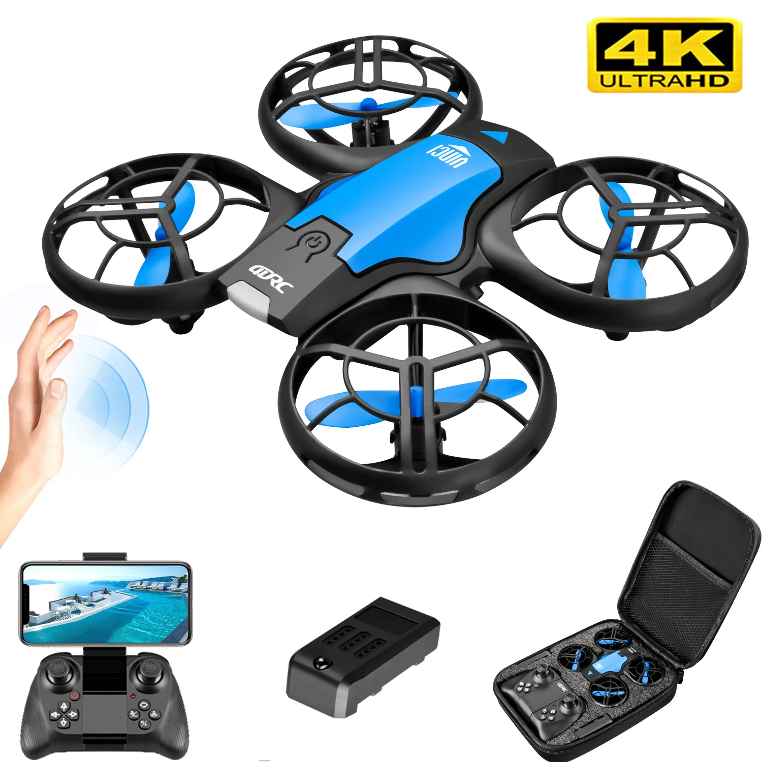 V8新型ミニドローン 4KプロフェッショナルHD 1080P - Rc Helicopter Case のレビューと価格